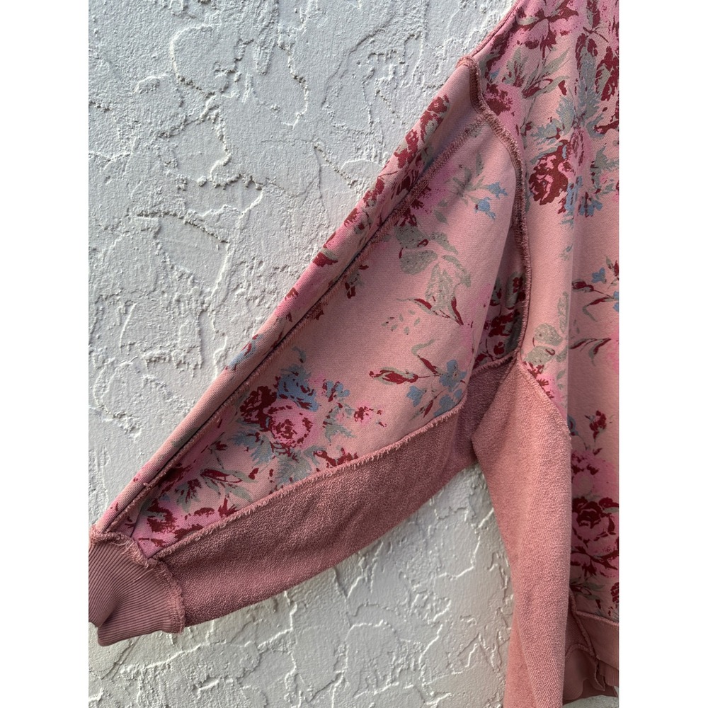 We The Free People Dusty Rose Pink Floral Oversize Sweatshirt Small Boho Cottage - Picture 4 of 8